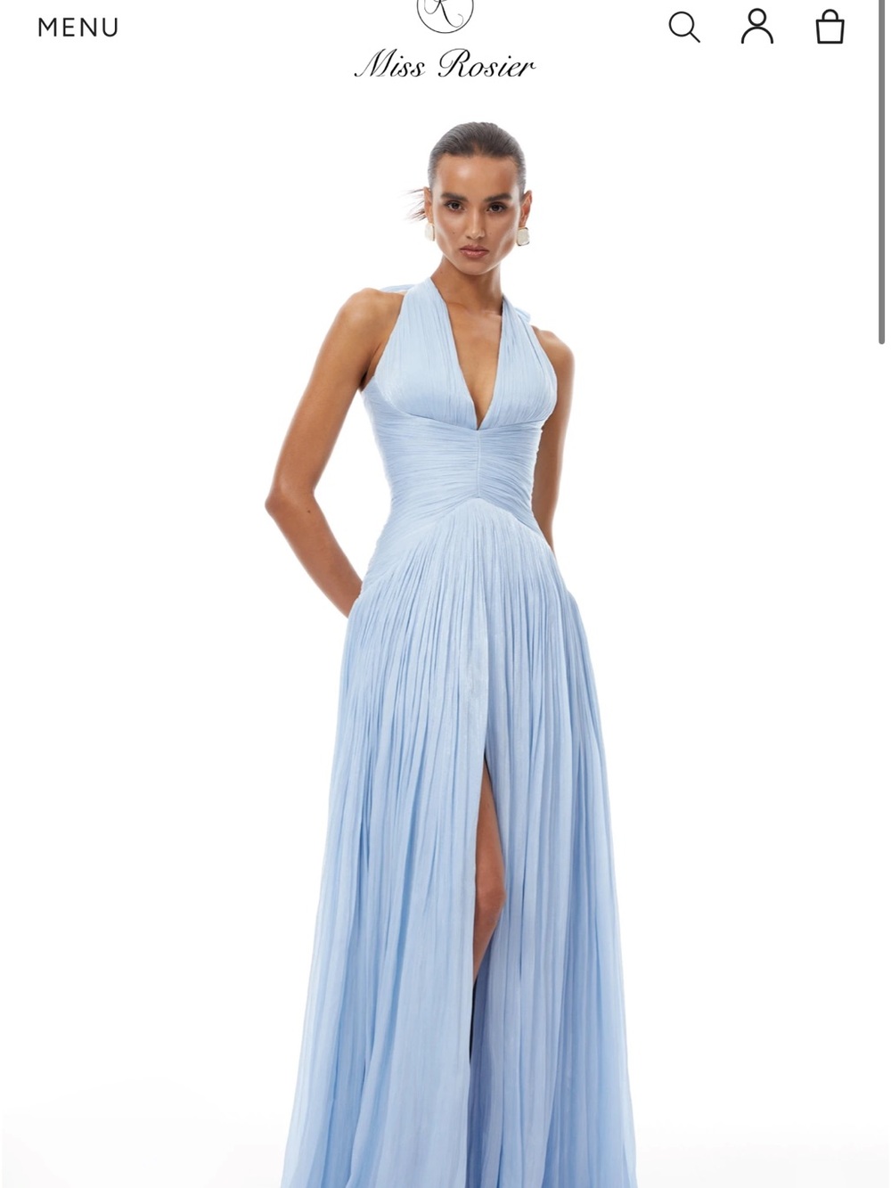 Miss Rosier Térébenthine Blue Glossy Gathered Maxi Dress BRAND NEW size small